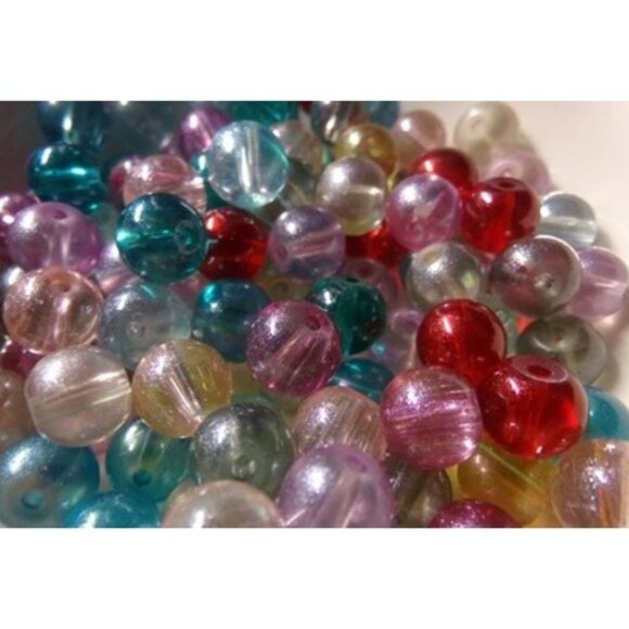 Mixed Color Glitterized Glass Beads 8mm - Picture 1 of 2